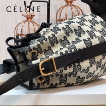 191142-002   CELINE 賽琳原單TRIOMPHE 刺繡織物抽繩包水桶包