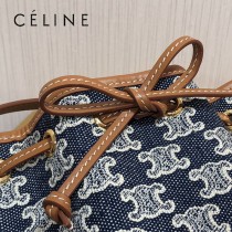 191142-003   CELINE 賽琳原單TRIOMPHE 刺繡織物抽繩包水桶包