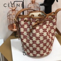 191142-001   CELINE 賽琳原單TRIOMPHE 刺繡織物抽繩包水桶包