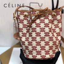 191142-001   CELINE 賽琳原單TRIOMPHE 刺繡織物抽繩包水桶包