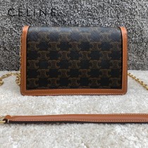 10H422-01  CELINE賽琳 原單MAILLON TRIOMPHE 標誌印花羊皮革鏈條錢包
