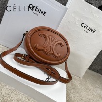 198603-01   CELINE賽琳 原單CUIR TRIOMPHE 光滑牛皮革橢圓形手袋月餅包