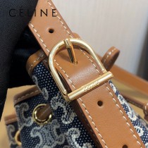 191142-003   CELINE 賽琳原單TRIOMPHE 刺繡織物抽繩包水桶包