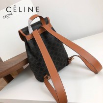 CELINE賽琳 原單早春款雙肩包 背包老花復古 抽繩設計