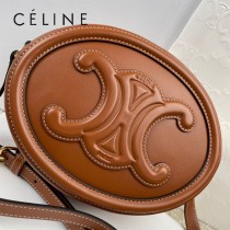 198603-01   CELINE賽琳 原單CUIR TRIOMPHE 光滑牛皮革橢圓形手袋月餅包