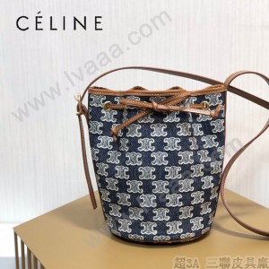 191142-003   CELINE 賽琳原單TRIOMPHE 刺繡織物抽繩包水桶包