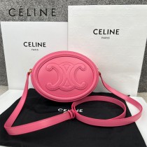 198603-02   CELINE賽琳 原單CUIR TRIOMPHE 光滑牛皮革橢圓形手袋月餅包