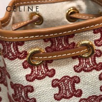 191142-001   CELINE 賽琳原單TRIOMPHE 刺繡織物抽繩包水桶包