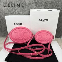 198603-02   CELINE賽琳 原單CUIR TRIOMPHE 光滑牛皮革橢圓形手袋月餅包