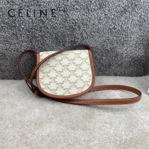196702-01  CELINE賽琳 原單BESACE迷你標誌印花和牛皮革手袋