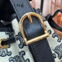 191142-002   CELINE 賽琳原單TRIOMPHE 刺繡織物抽繩包水桶包