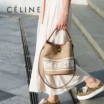 CELINE賽琳 原單BUCKET 16 羊毛紡織面料配牛皮革手袋