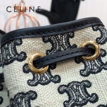 191142-002   CELINE 賽琳原單TRIOMPHE 刺繡織物抽繩包水桶包