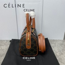 197582 CELINE賽琳 原單 小号标志印花牛皮革波士顿包