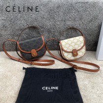 196702-02  CELINE賽琳 原單BESACE迷你標誌印花和牛皮革手袋