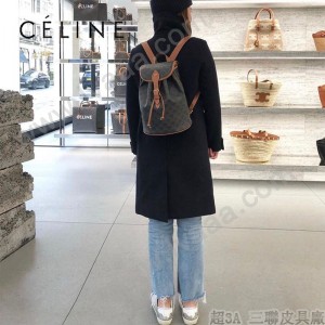 CELINE賽琳 原單早春款雙肩包 背包老花復古 抽繩設計