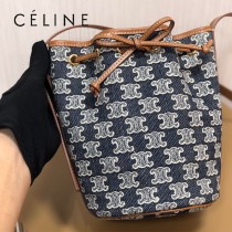 191142-003   CELINE 賽琳原單TRIOMPHE 刺繡織物抽繩包水桶包