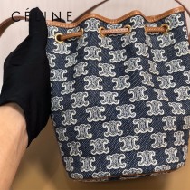 191142-003   CELINE 賽琳原單TRIOMPHE 刺繡織物抽繩包水桶包