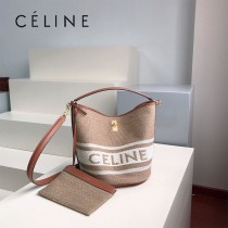 CELINE賽琳 原單BUCKET 16 羊毛紡織面料配牛皮革手袋