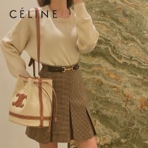 196752 CELINE 賽琳原單SEAU MARIN 織物和牛皮革手袋水桶包