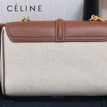 196853 CELINE 賽琳原單TEEN SOFT 16 帆布配牛皮革手袋