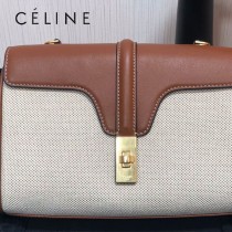 196853 CELINE 賽琳原單TEEN SOFT 16 帆布配牛皮革手袋