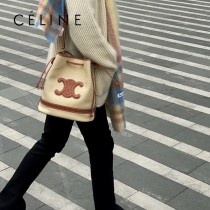 196752 CELINE 賽琳原單SEAU MARIN 織物和牛皮革手袋水桶包