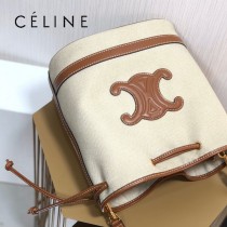 196752 CELINE 賽琳原單SEAU MARIN 織物和牛皮革手袋水桶包