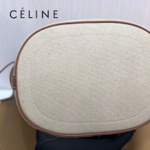 196752 CELINE 賽琳原單SEAU MARIN 織物和牛皮革手袋水桶包