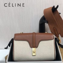 196853 CELINE 賽琳原單TEEN SOFT 16 帆布配牛皮革手袋