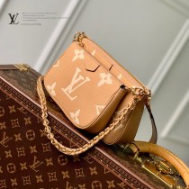 LV M80399淺棕絲印Multi Pochette Accessoires 斜挎包