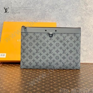 LV原單M81385鐵灰壓花Discovery Pochette 大號手拿包