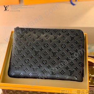 LV原單M59479黑色全皮壓花新款ETUI VOYAGE收納袋男士手拿包