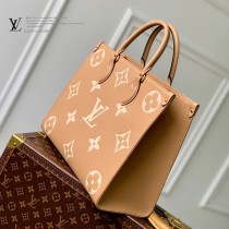 LV 原單M45595浅黄丝印OnTheGo中号Tote包