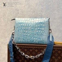 LV原單M57791-02 鱷魚紋全皮鏈條包Coussin 小號手袋