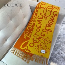 LOEWE 羅意威 書寫塗鴉原單羊毛圍巾