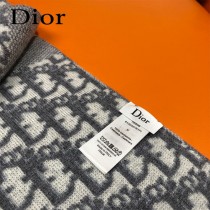 DIOR 經典原單黑藍色羊絨圍巾