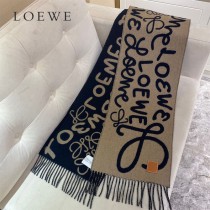 LOEWE 羅意威 書寫塗鴉原單羊毛圍巾