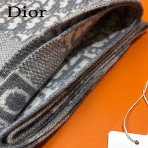 DIOR 經典原單黑藍色羊絨圍巾