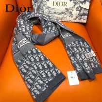 DIOR 經典原單黑藍色羊絨圍巾