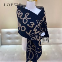 LOEWE 羅意威 書寫塗鴉原單羊毛圍巾