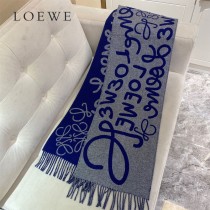 LOEWE 羅意威 書寫塗鴉原單羊毛圍巾