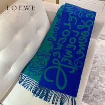 LOEWE 羅意威 書寫塗鴉原單羊毛圍巾