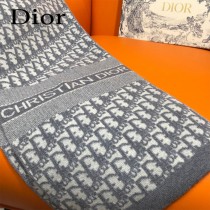 DIOR 經典原單黑藍色羊絨圍巾