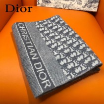 DIOR 經典原單黑藍色羊絨圍巾