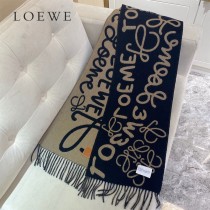 LOEWE 羅意威 書寫塗鴉原單羊毛圍巾