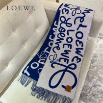 LOEWE 羅意威 書寫塗鴉原單羊毛圍巾