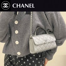 AP3238-02  Chanel原單Kelly銀色羊皮手柄包