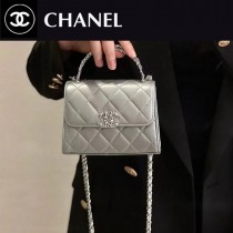 AP3237-01  Chanel 原單Kelly銀色羊皮手柄包