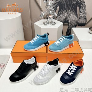 HERMES春夏新款情侶運動休閑鞋經典運動風格 英倫拼色設計